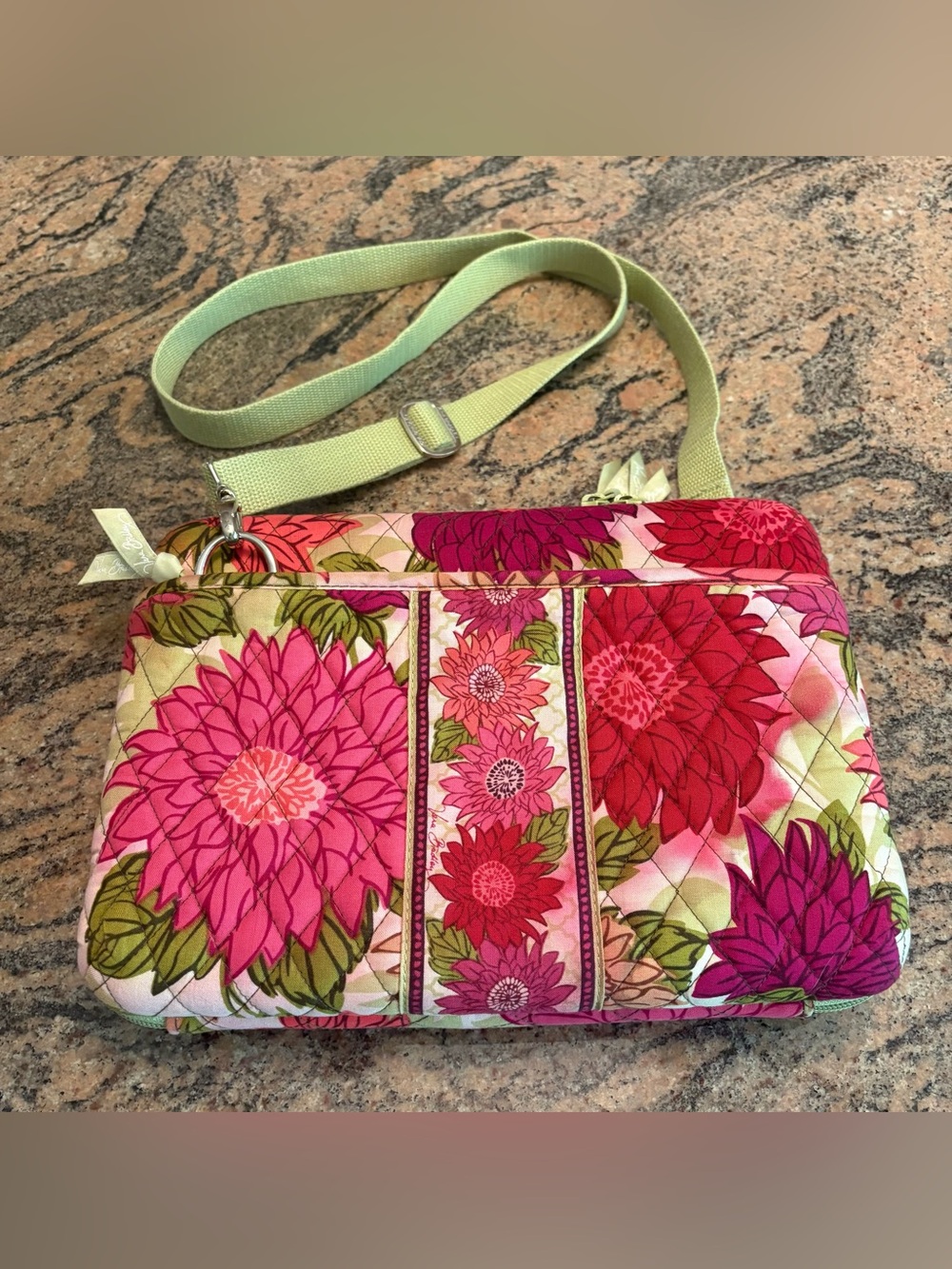 Vera Bradley Hello Dahlia Quilted Crossbody Tablet Case Organizer Bag